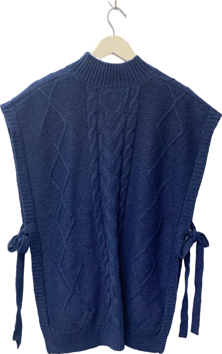 Tu Blue Cable Knit Poncho UK 18