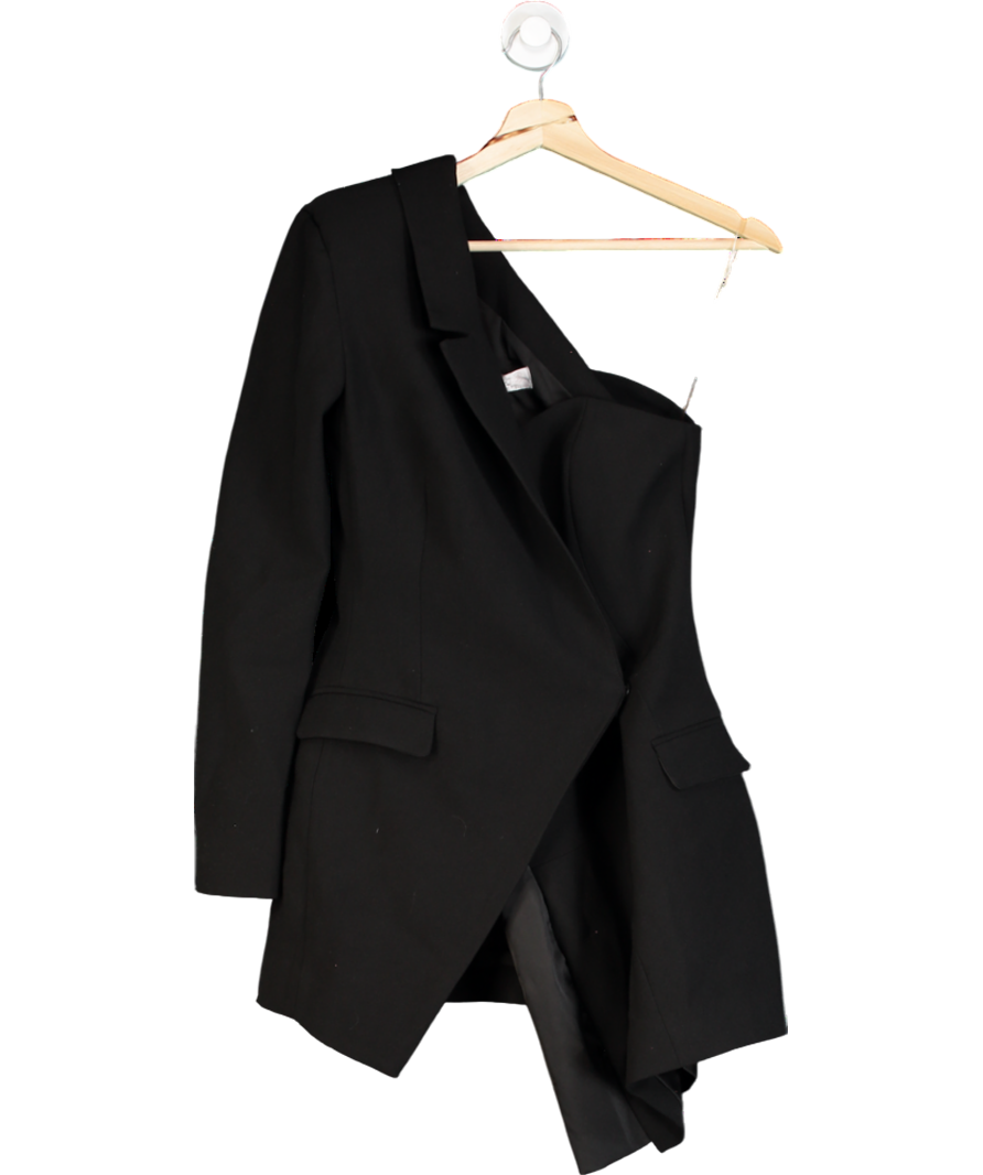 House of CB Febe Black Crepe One Sleeved Tuxedo Dress UK S