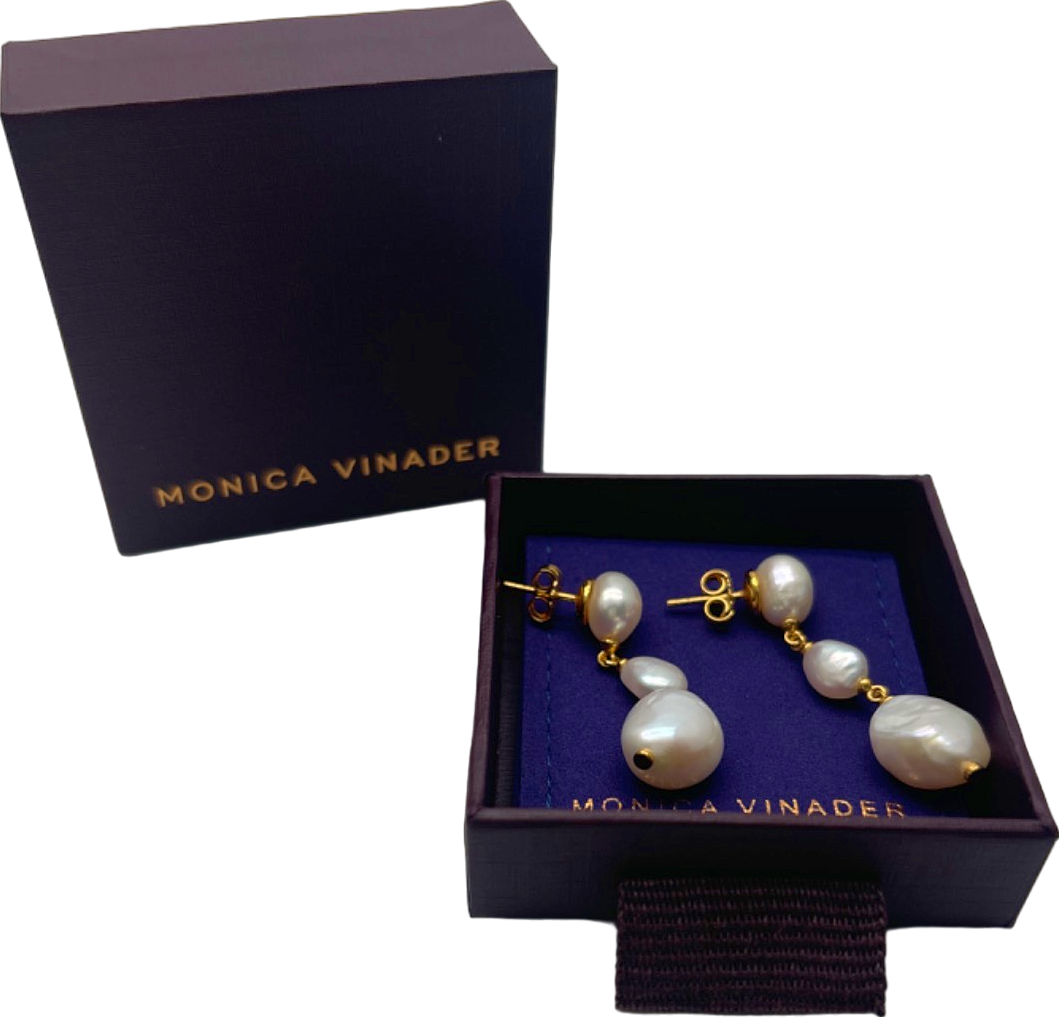 Monica Vinader Gold Pearl Drop Earrings