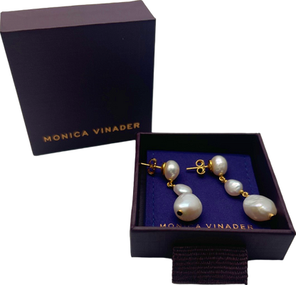 Monica Vinader Gold Pearl Drop Earrings