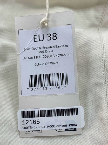 NA-KD Off White Double Breasted Bandeau Midi Dress EU 38