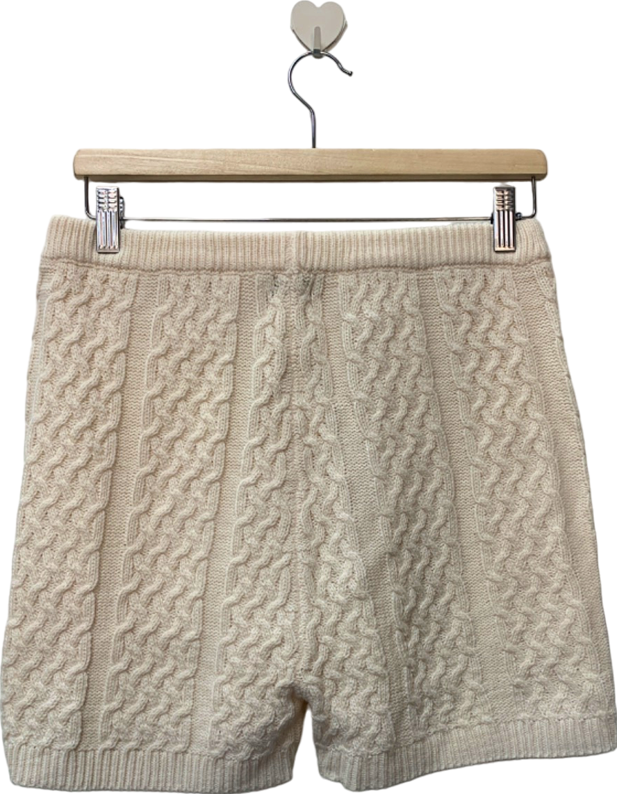 PrettyLittleThing Cream Cable Knit Shorts UK M