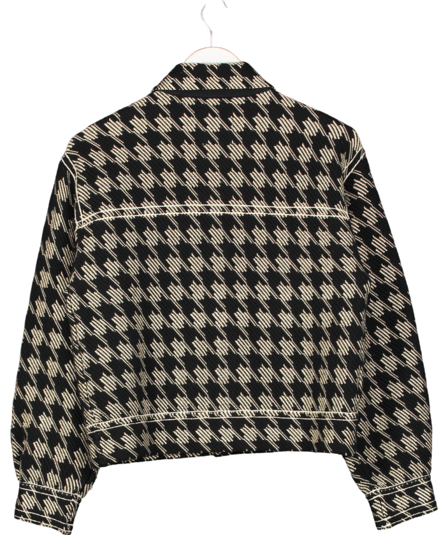 Sandro Black Houndstooth Tweed Jacket UK S