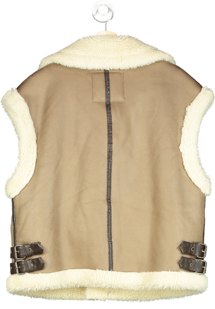 Zara Beige Faux Shearling Vest UK M