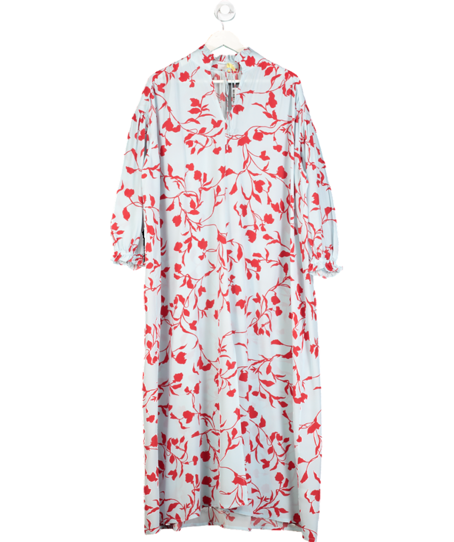 Seren Blue Silk Angie Dress In Sky Flower One Size