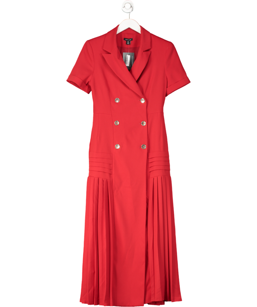 Karen Millen Red Pleated Tailored Midi Blazer Dress UK 8
