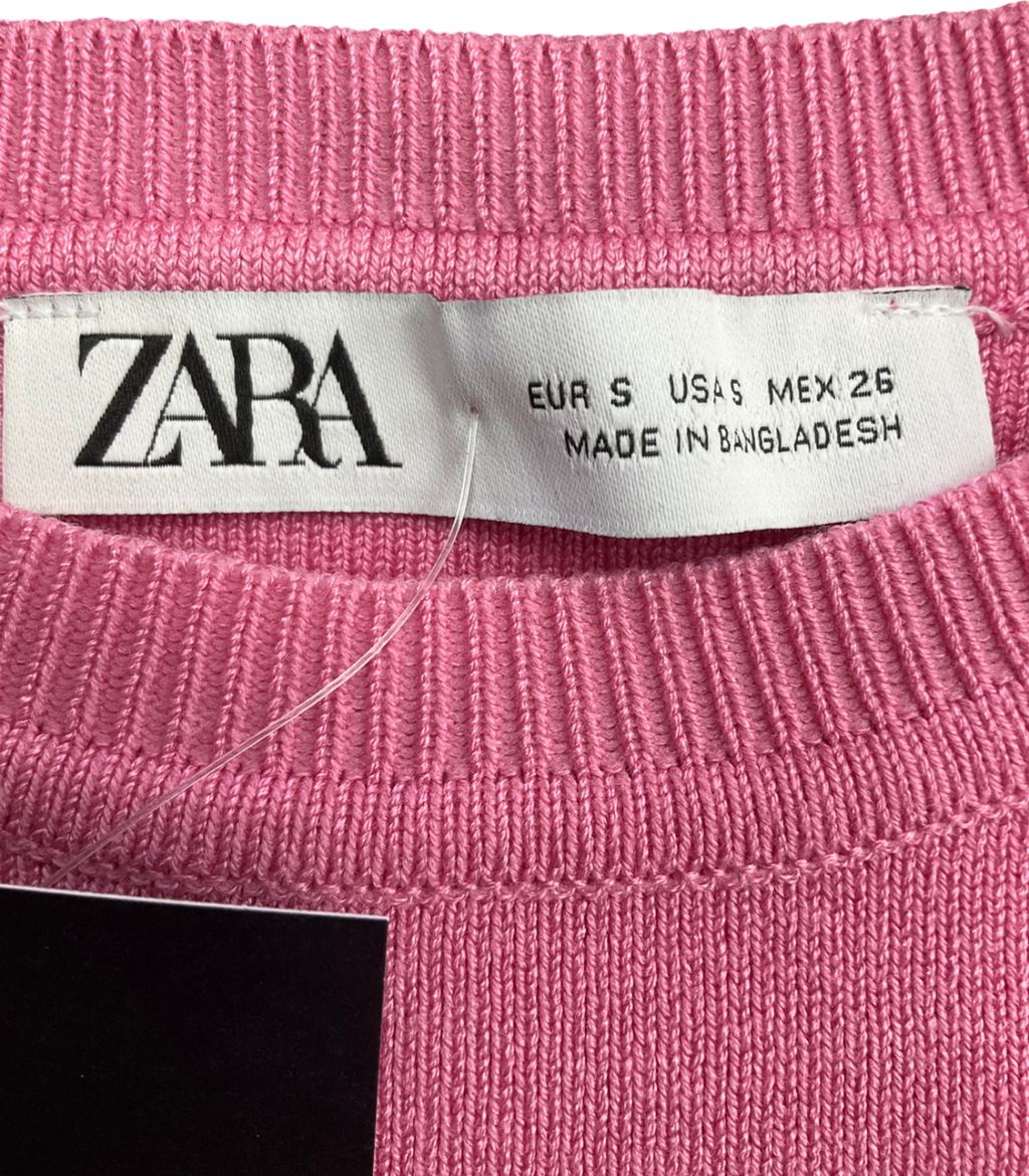 ZARA Pink Ribbed Knit UK S
