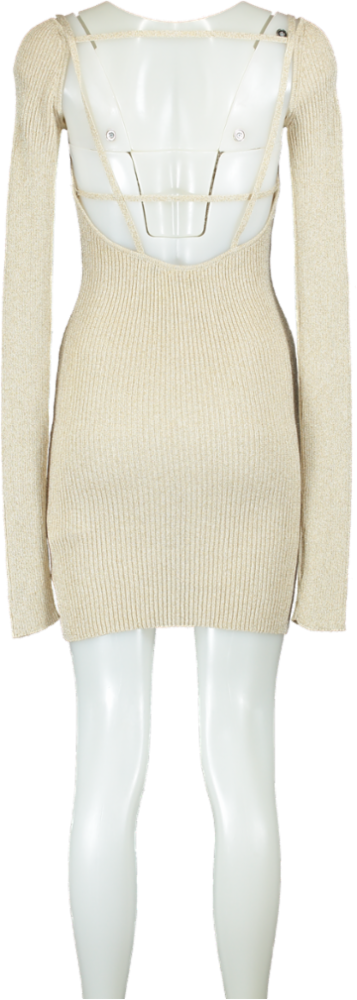 GCDS Beige Ribbed Knit Dress UK 8