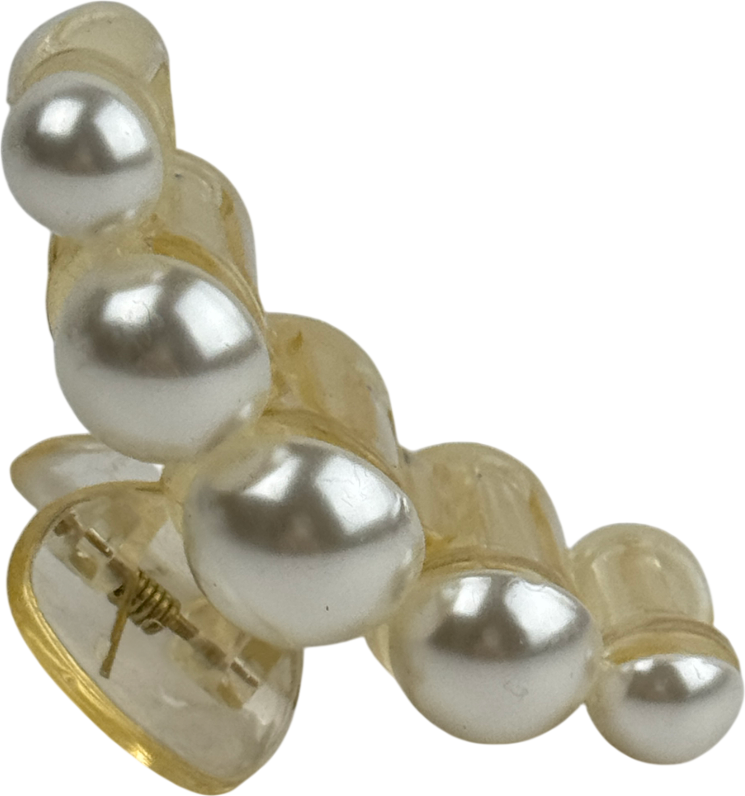Cream Pearl Embellished Small Claw Clip