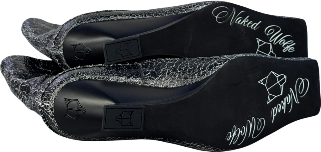 Naked Wolfe Shade Black Leather Wedge Boots UK 6 EU 39 👠