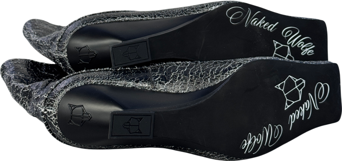 Naked Wolfe Shade Black Leather Wedge Boots UK 6 EU 39 👠