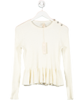 Rebecca Taylor Cream Ribbed Knit Peplum Top UK M