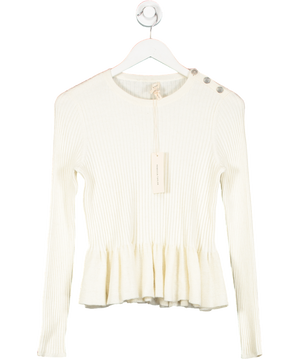 Rebecca Taylor Cream Ribbed Knit Peplum Top UK M