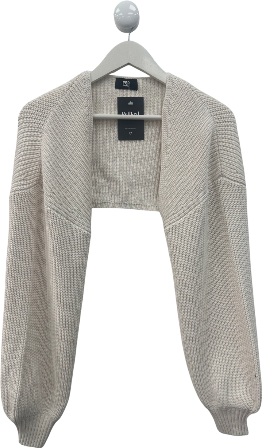 CSB Cream Knitted Sleeve Top UK S