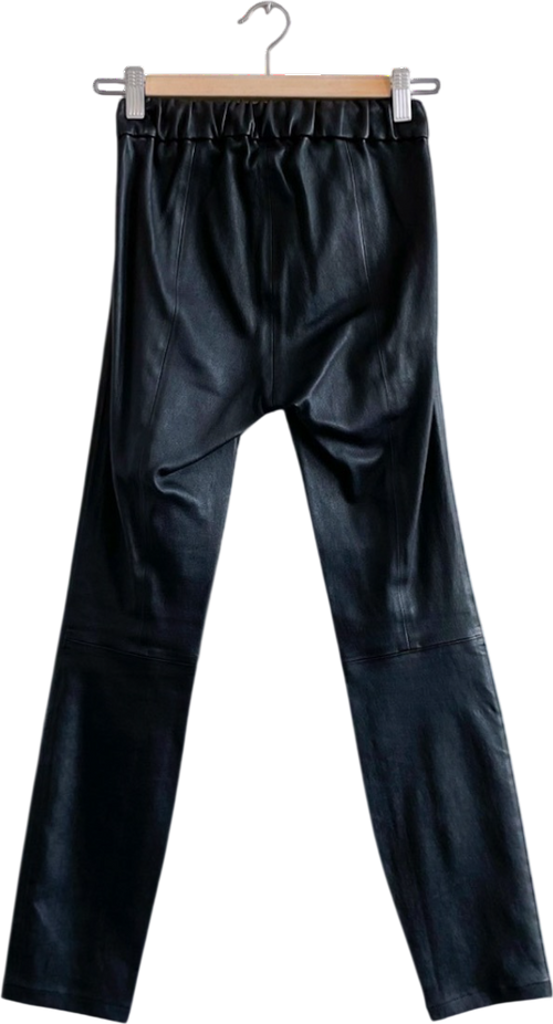 J. CREW Black High Waisted Stretch Lamb Leather Leggings Sz0 UK 4