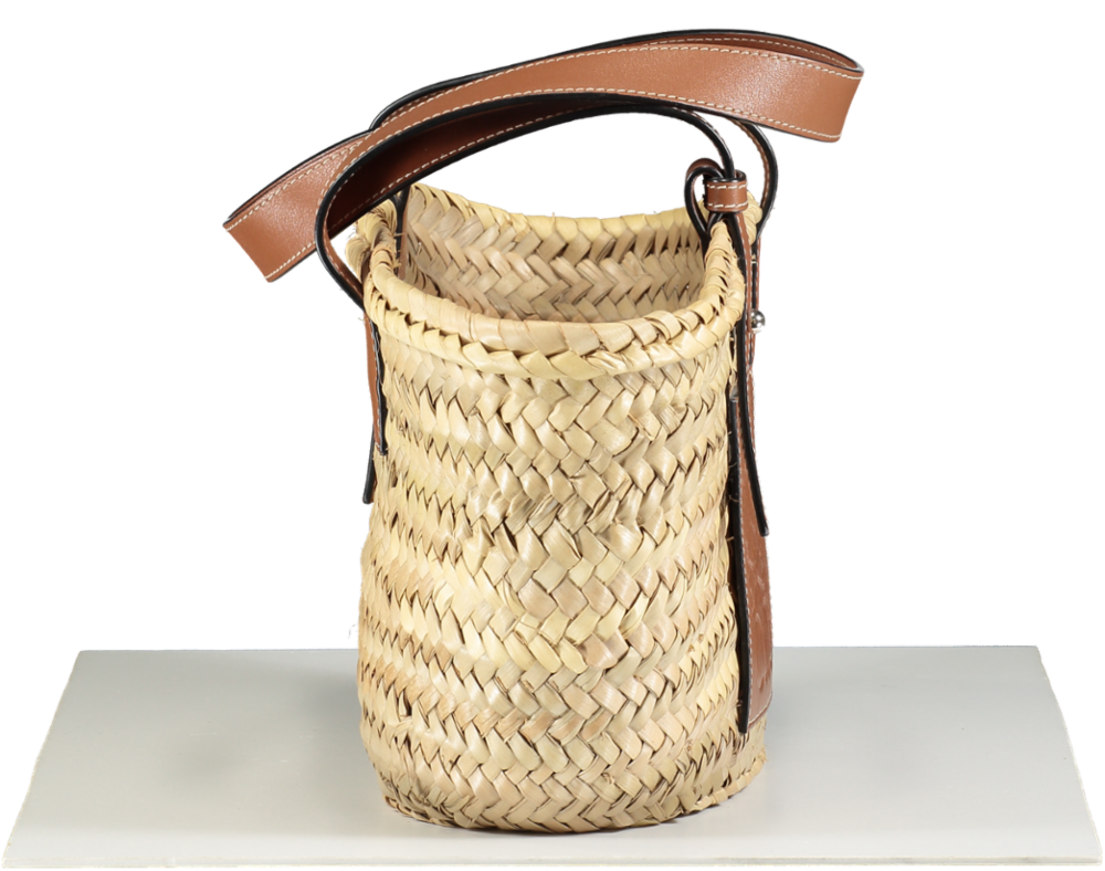Loewe Beige Puzzle Woven Straw Basket Bag (small)
