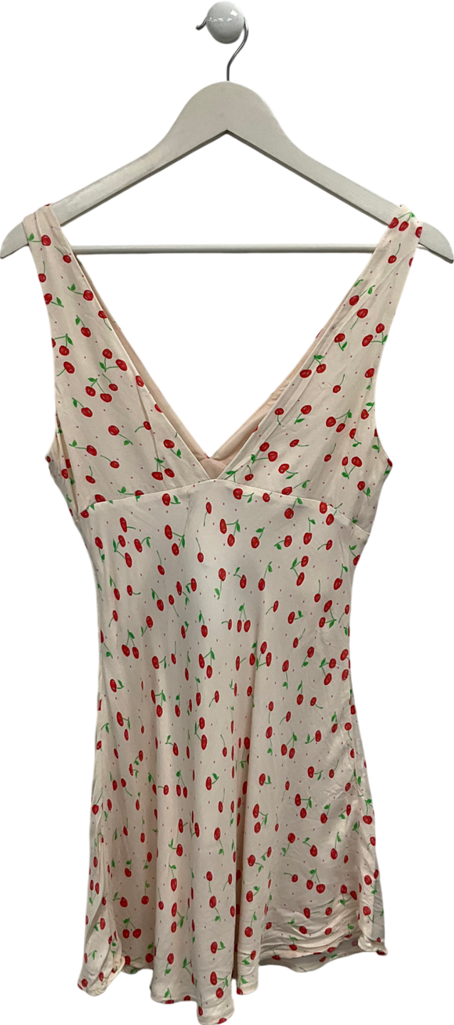 ZARA Cream Cherry Print Dress UK M