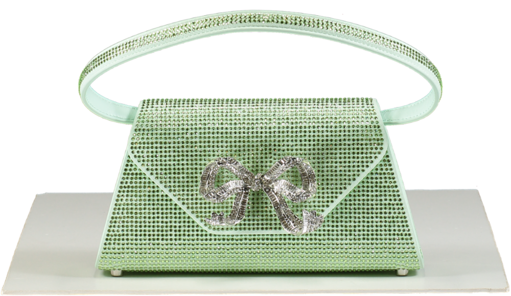 Self-Portrait Green Crystal Embellished Bow Mini Shoulder Bag