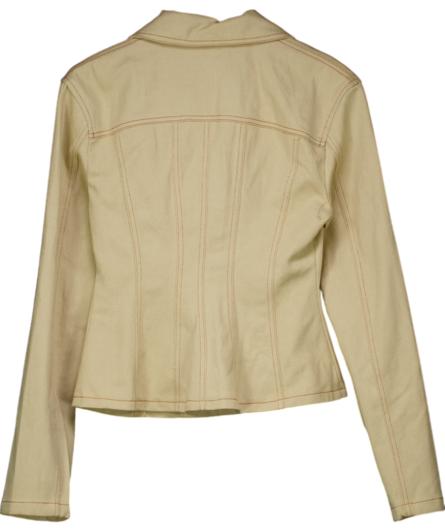 LIONESS Beige Rider Cinch Detail Denim Jacket I UK S