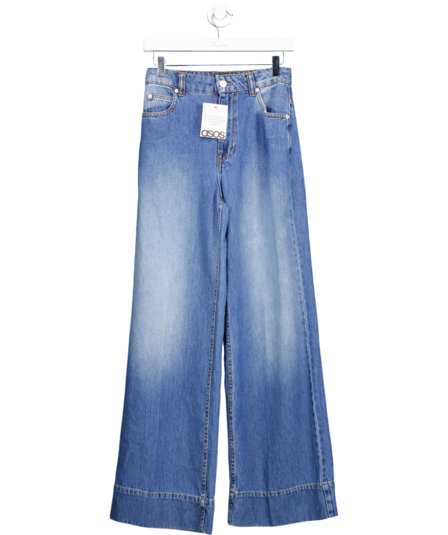 ASOS Mid Blue Soft Denim Wide Leg Trousers UK 6