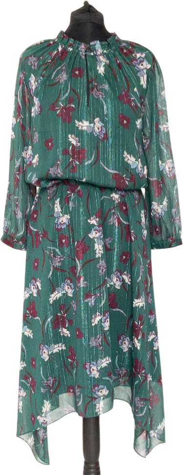 HUSH Green Phoenix Lurex Stripe Dress UK 10