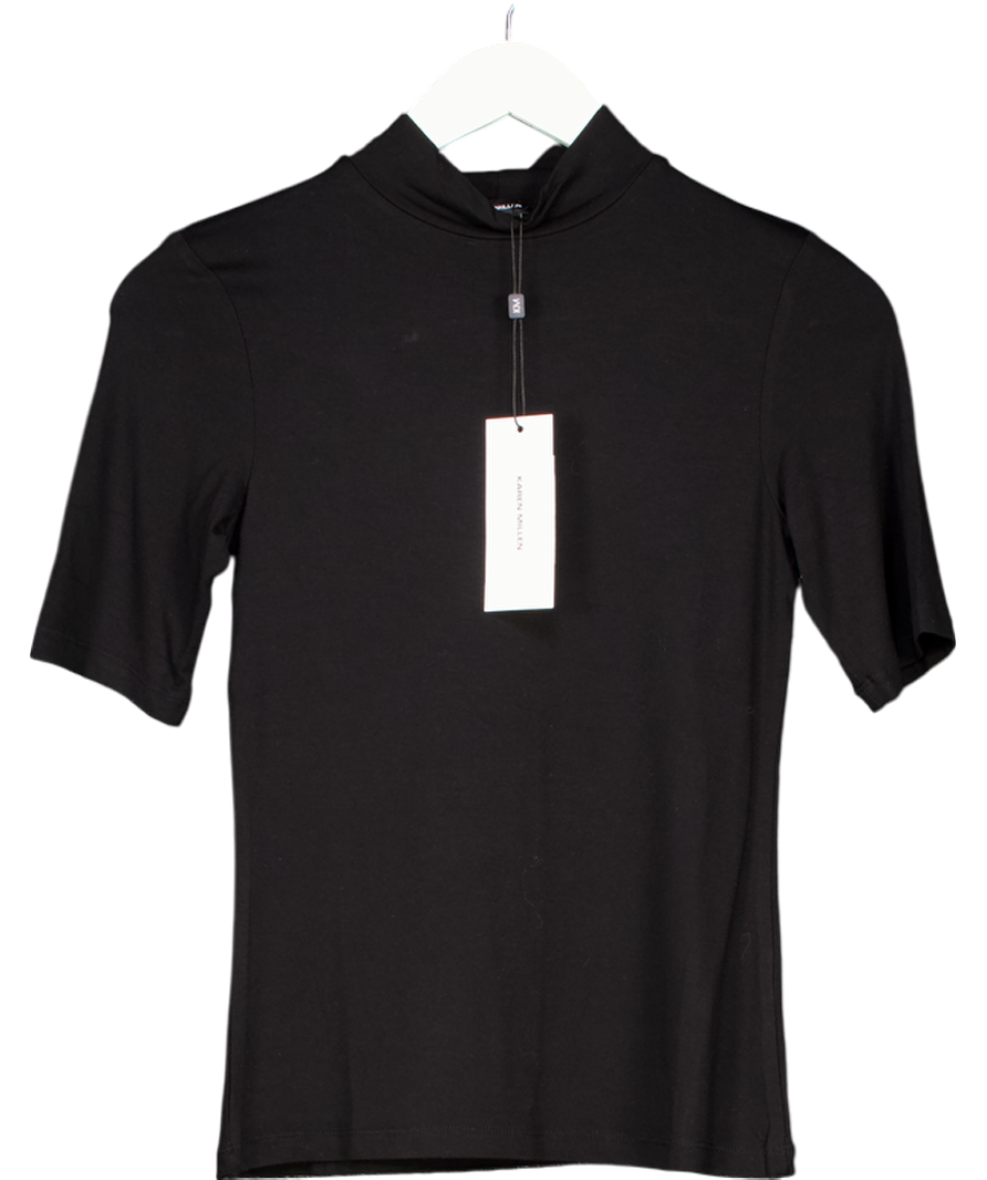 Karen Millen Black Viscose Blend Turtle Neck Top UK 8
