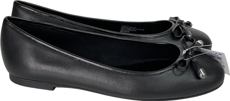 Next Black Round Toe Leather Ballerina Shoes UK 4 EU 37 👠