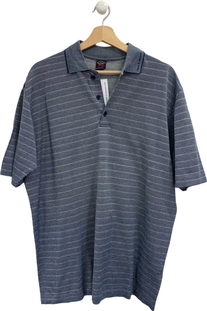 Paul & Shark Blue Patterned Polo Shirt UK L