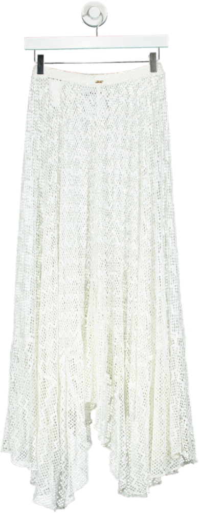 Patbo White Mesh Lace Beack Maxi Skirt UK XS