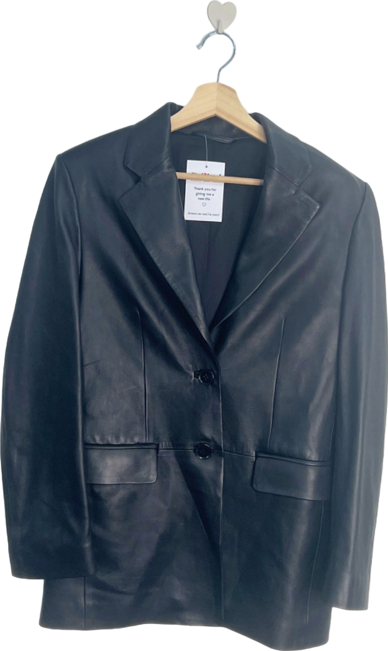 & Other Stories Black Leather Blazer EU32  UK 4 / XS