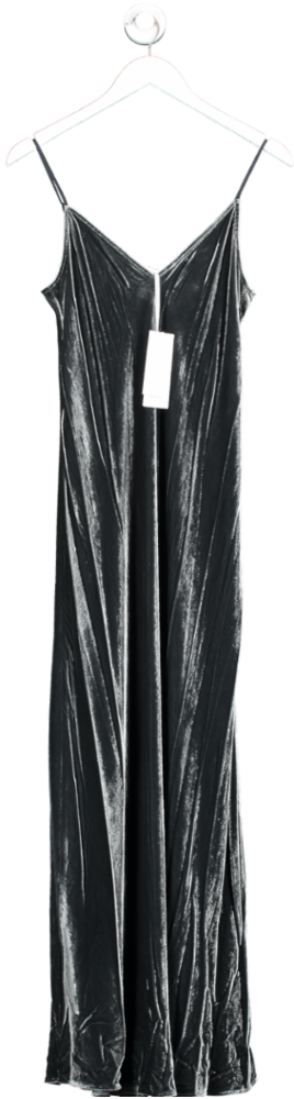 The White Company Grey Silk Velvet Bias Cut Slip Dress UK 12