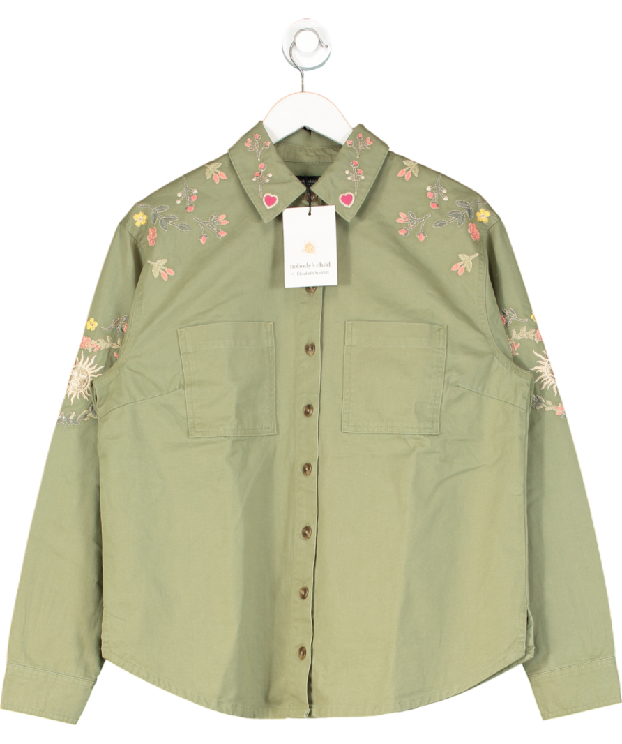 Nobody's Child Elizabeth Scarlett Green Denim Embroidered Shacket UK S
