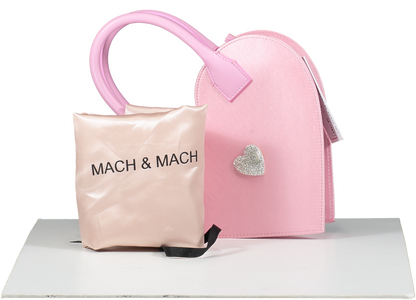 Mach & Mach Pink Satin Crystal-embellished Heart Tote Bag