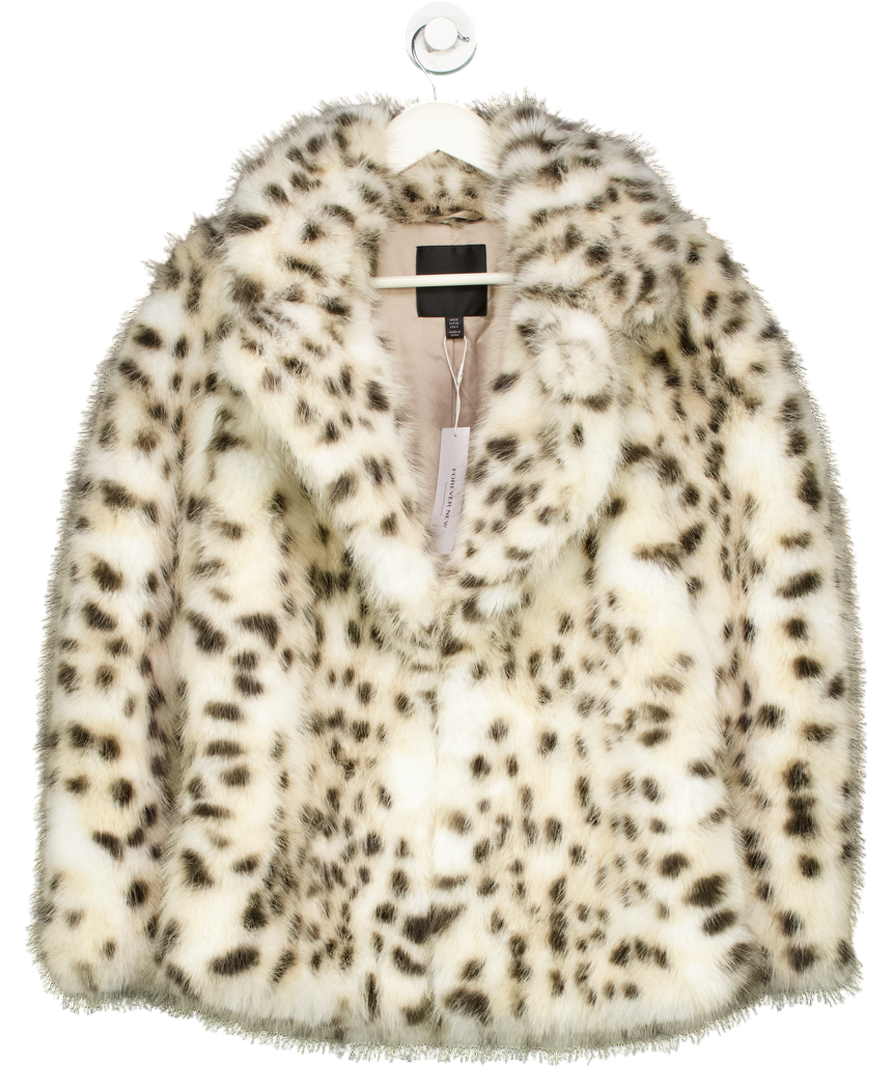 FOREVER NEW Cream Suzie Animal Faux Fur UK 8