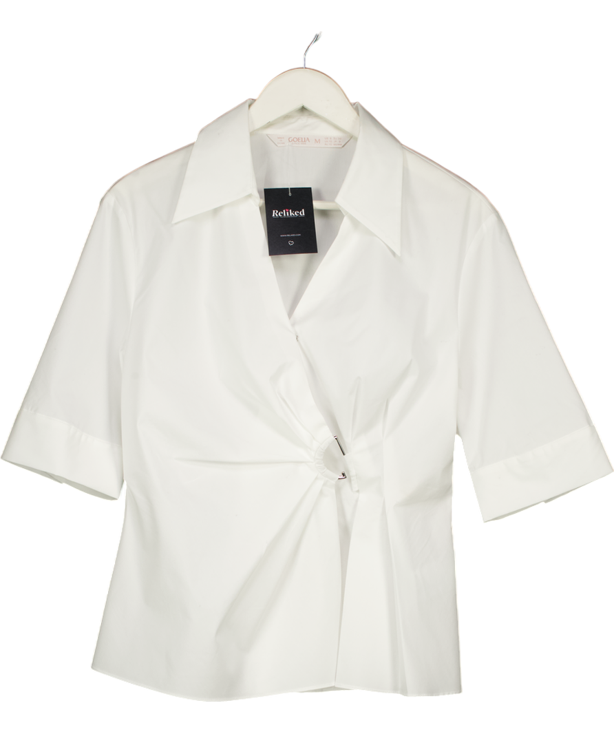 Goelia White Wrap Detail Short Sleeve Blouse UK M