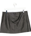 H&M Black Soft Real Leather Slit Mini Skirt UK 12