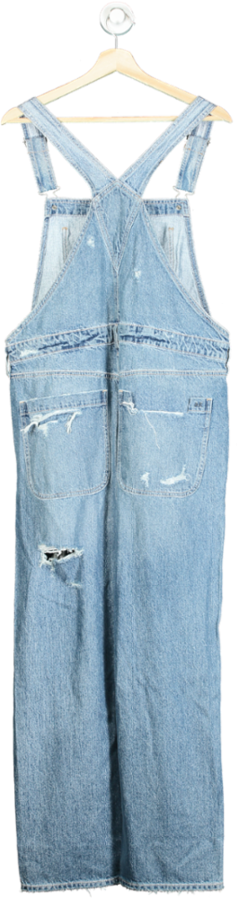 American Eagle Blue Denim Distressed Overalls UK L