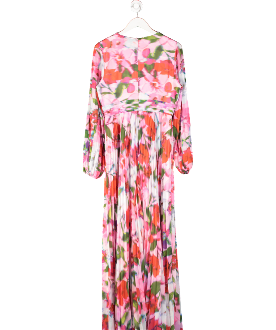 Coast Pink Chiffon Pleated Floral Printed Dress UK 12