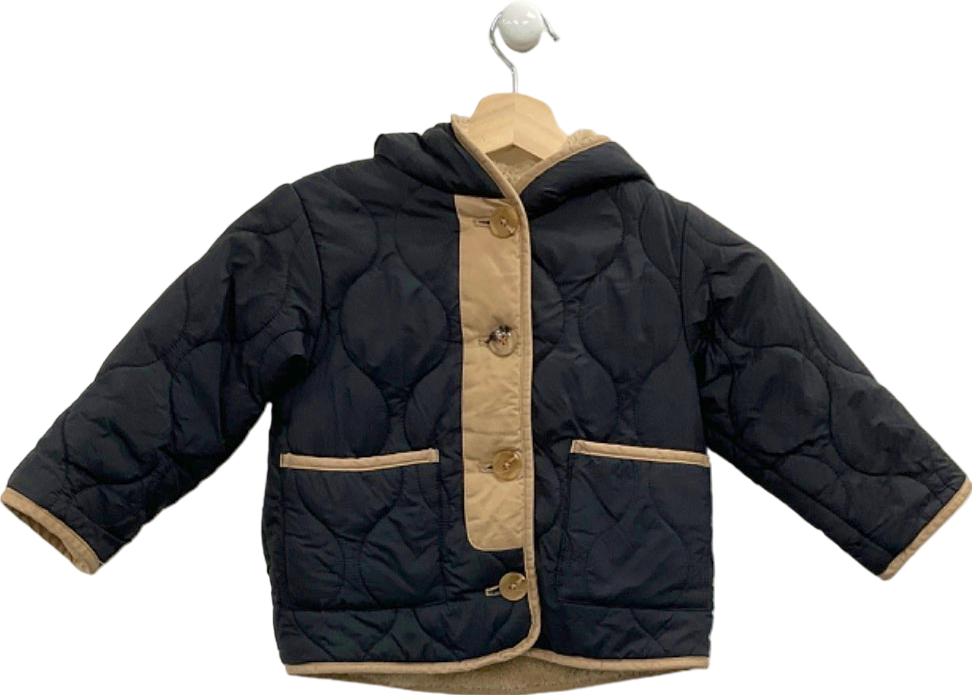 Zara Black Quilted Hooded Jacket UK Kids 2/3