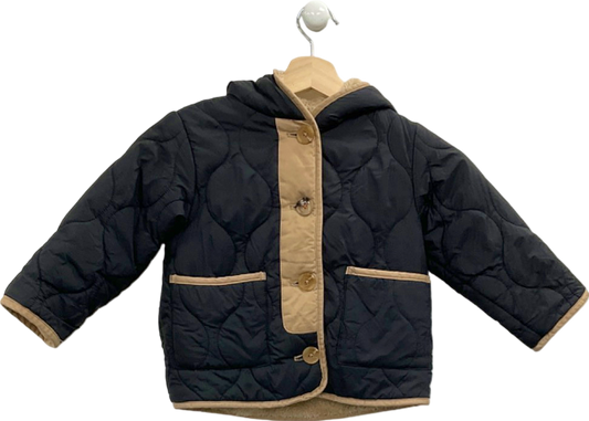 Zara Black Quilted Hooded Jacket UK Kids 2/3