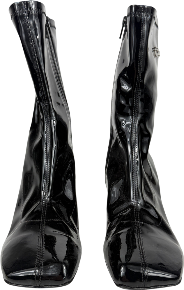 Diesel Black D-amber-ankle Boots In Patent Stretch Pu UK 7 EU 40 👠