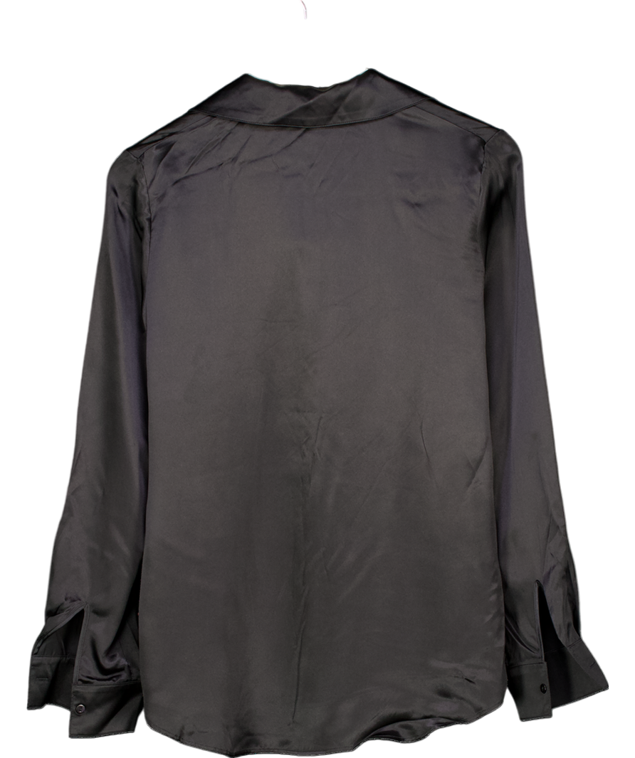 Aubade Black Long Sleeve Shirt 100% Silk UK XS