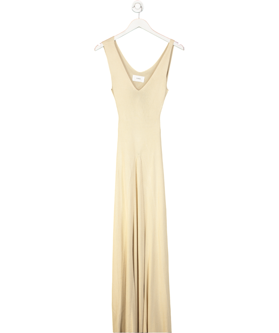 Caes Beige Cutout Panel Knitted Maxi Dress UK S