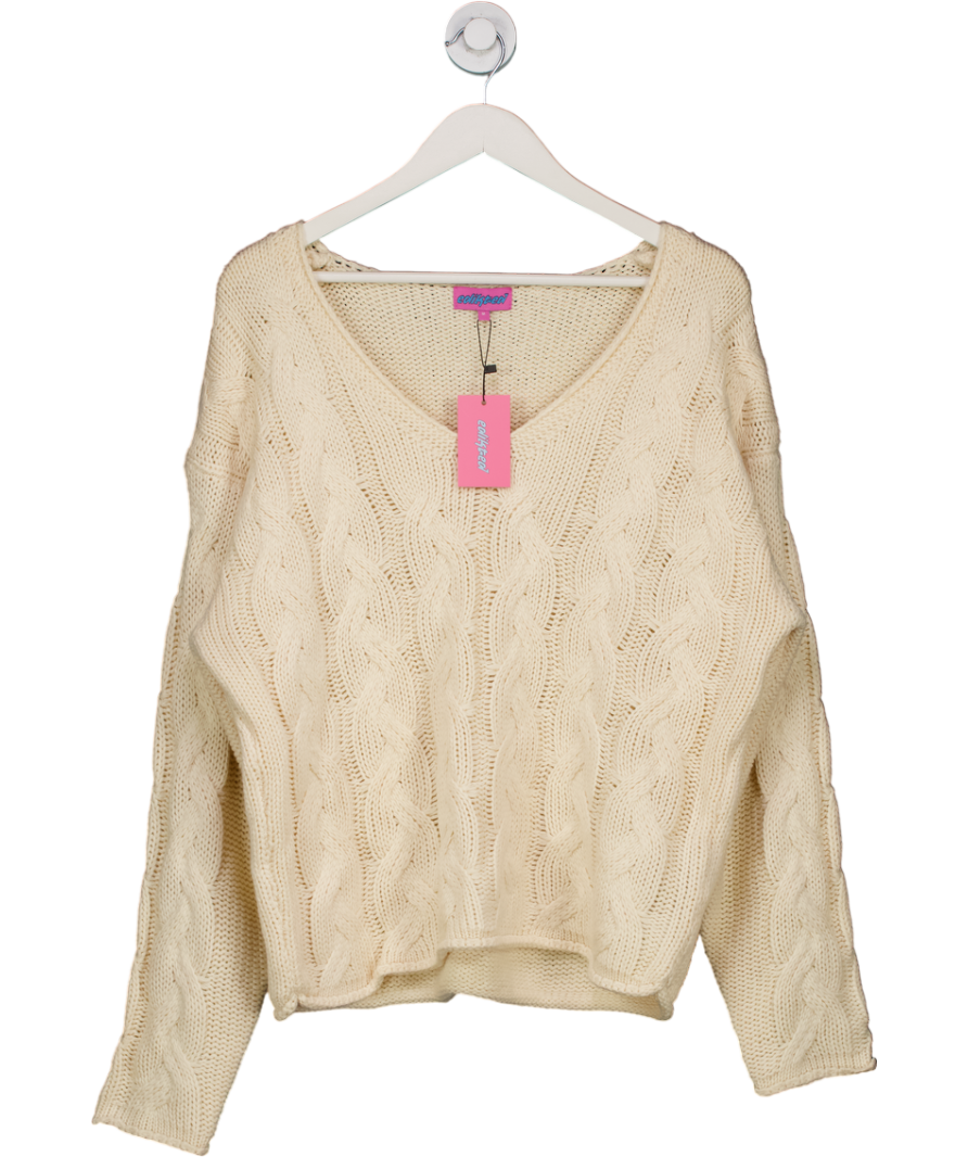 Edikted Cream Inga Oversized Cable Knit Sweater UK M