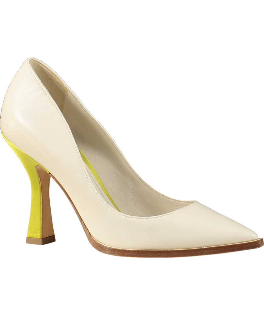 3JUIN White Heels With Neon Green Details UK 4 EU 37 👠