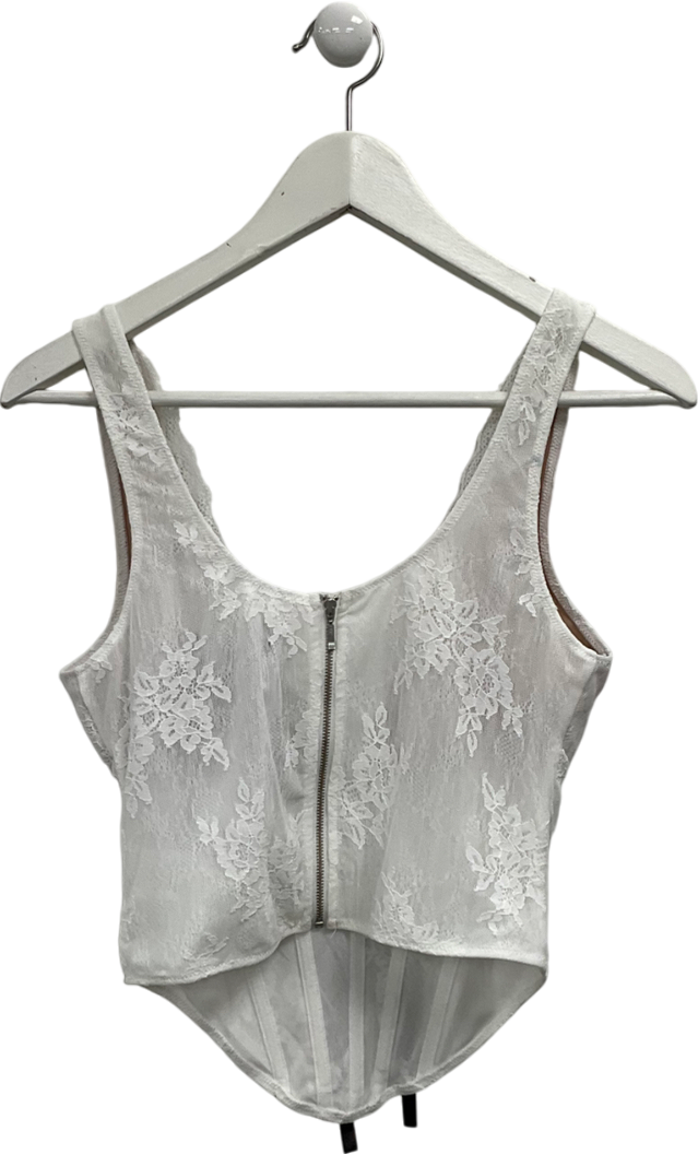 White Fox White Lace Bustier Top UK M