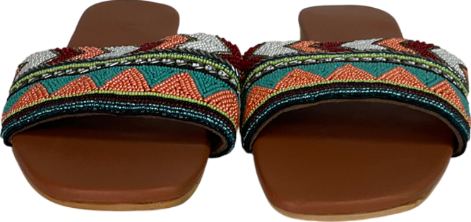 Beige Beaded Sandals UK 8 EU 41 👠