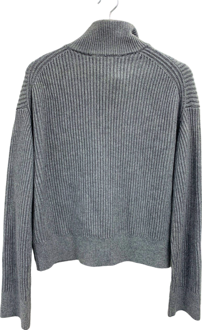 French Connection Grey Ribbed Zip-Up Cardigan UK S