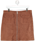 All Saints Brown Taylor Suede Skirt UK 14