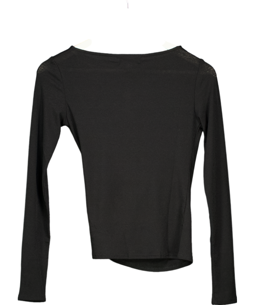 PRETTY LAVISH Black Gathered Top UK XS